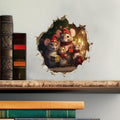 My Wonderful Walls Christmas Family Mouse Hole Decal 3D Effect 5x5 Multi by Deal US