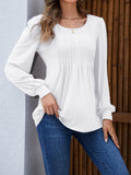 Licemere Women's Long Sleeve Pleated Puff Sleeve Tunic Shirt White Size L by Deal US