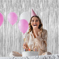 ZATAYE 2 Pack Tinsel Backdrop 3.28x7.05 FT Silver Metallic Foil Curtains by Deal US