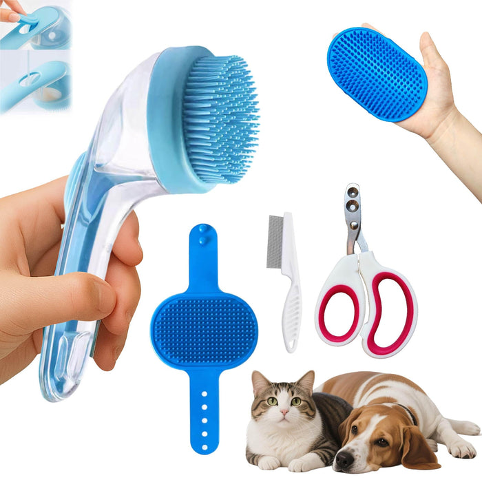 Yutaohui 4-in-1 Pet Bath Brush Kit with Comb Clipper for Dogs Cats by Deal US
