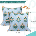 TIDEVERA Throw Pillow Cover Water Repellent Baby Blue Orange Floral 18x18 by Deal US