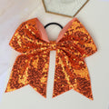 Xepeelo 2Pcs Orange Glitter Bow Elastic Hair Ties Bands Ponytail Holder 1 Count by Deal US