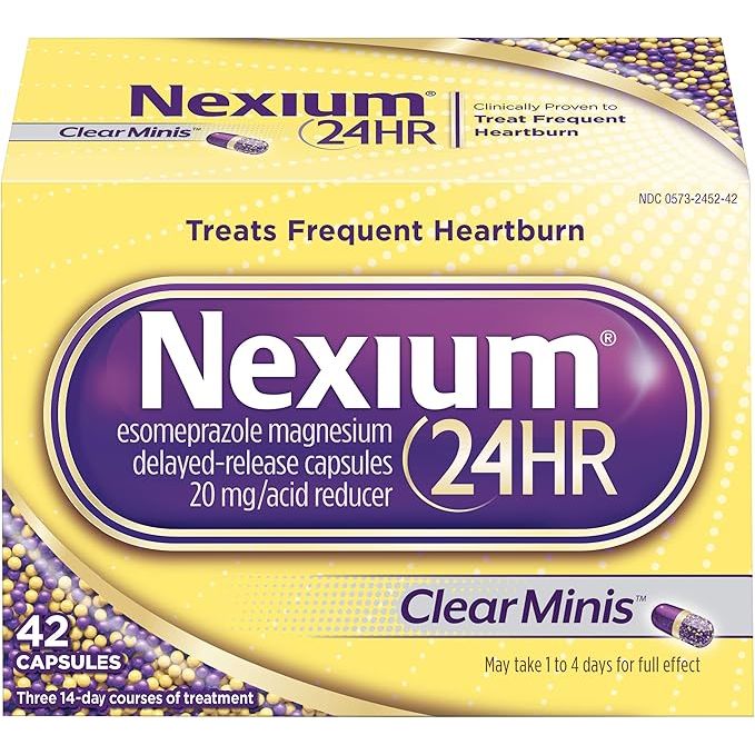 Nexium 24HR ClearMinis 20mg Delayed Release Heartburn Relief Capsules, Esomeprazole Magnesium Acid Reducer, 42 Count by Pasteur Pharmacy