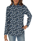GOUCEHN Women Turtleneck Sweater Pullover Lightweight Blue-White Flo Size XL by Deal US