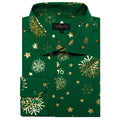DiBanGu Mens Christmas Long Sleeve Button Down Shirt Green Gold Snowflake Size S by Deal US