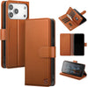 RFID Blocking Leather Folio Wallet Case for iPhone 17 Pro 6.3" Light Brown
