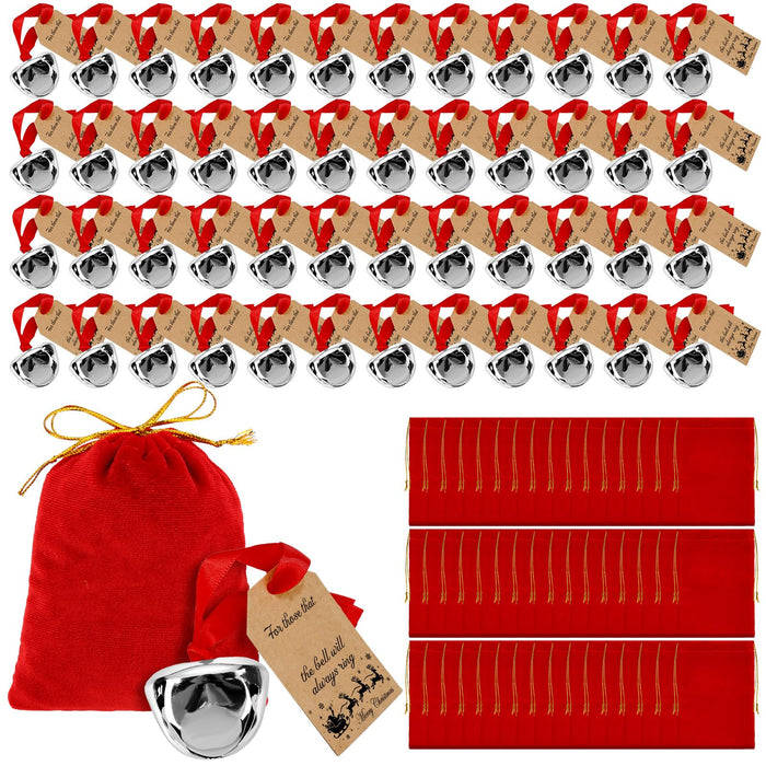 Duraaamo 24 Sets Christmas Polar Themed Silver Bell Ornaments Bulk by Deal US