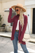 Vanfany Womens Lightweight Open Front Cardigan Knit Burgundy Size XL by Deal US