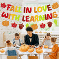 YWLACC Fall in Love with Learning Classroom Banner Autumn Leaves Pumpkin by Deal US