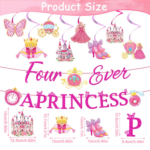 Romart Princess 4th Birthday Party Decorations 2 Banners 8 Swirls Pink Lavender by Deal US
