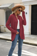 Vanfany Womens Lightweight Open Front Cardigan Knit Burgundy Size XL by Deal US