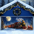 Yomaiha Christmas Santa Garage Door Cover Banner 6x13 ft Red Polyester by Deal US