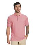 MICHEL ROUEN Men's Dry Fit Golf Polo Shirt Pink Heather Jacquard Size M by Deal US
