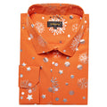DiBanGu Mens Christmas Long Sleeve Button Down Shirt Orange Silver Size XX-Large by Deal US