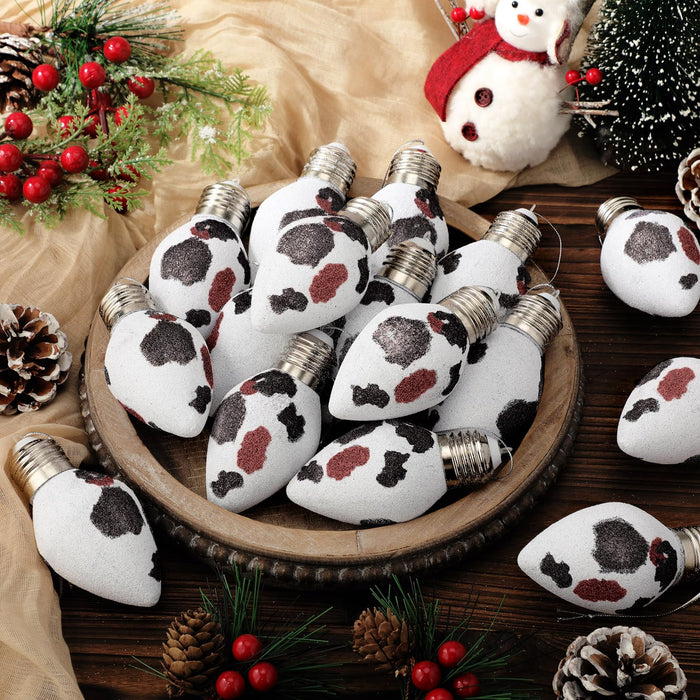 Simgoing 24 Pcs Cow Print Christmas Ornaments 3.15'' Rustic Western Decor by Deal US