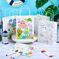 Yaomiao 24 Pcs Color Your Own Kraft Paper Tote Bags Sea Blue by Deal US