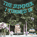 Nesinpa The Summer I Turned 18 Banner Blue Glitter 18th Birthday Party by Deal US