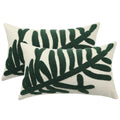 Tosleo 12x20in Green Tropical Leaf Embroidered Pillow Covers 2 Pack by Deal US
