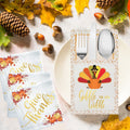 Qeqczow Thanksgiving Gold Foil Napkins & Cutlery Holders Set 68 Pcs by Deal US