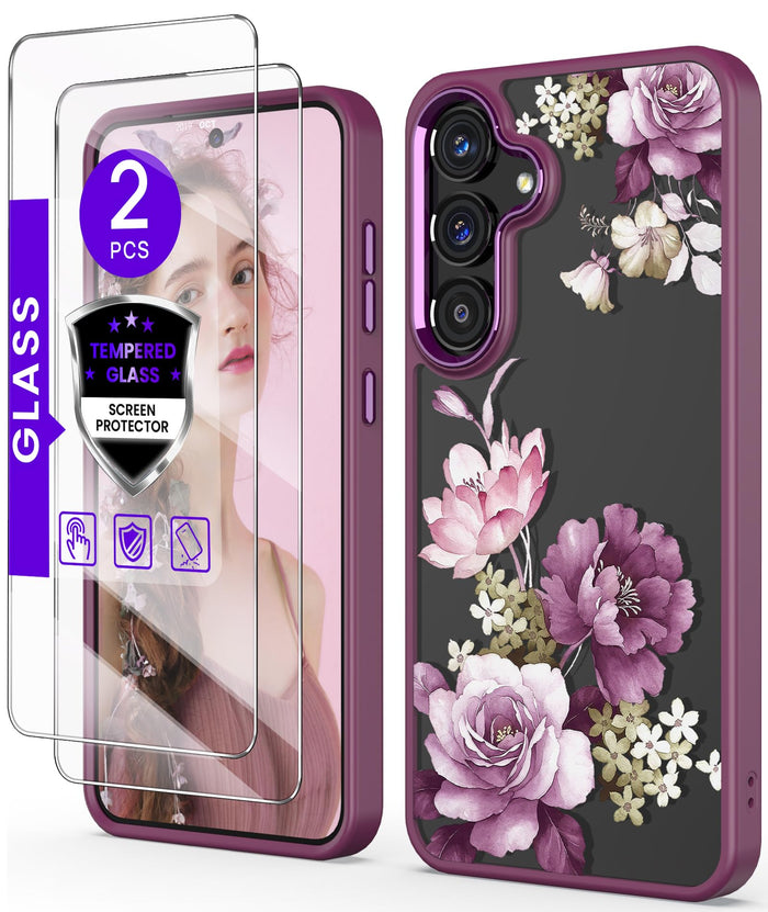 for Samsung Galaxy S25 FE 5G Case+Tempered Glass Screen Protector,Military Grade