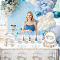 MEHOFOND Blue Pumpkin Baby Shower Party Supplies 193 Pcs Tableware Set by Deal US