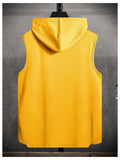 VIPWOLF Men's Sleeveless Hoodie Tank Top Drawstring High Low Hem Yellow Size L by Deal US