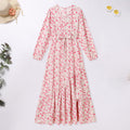 AWIBMK Mommy and Me Floral Boho A-Line V Neck Long Sleeve Dress Blue Pink Size L by Deal US