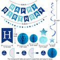 Crosize Blue Birthday Decorations Kit Pre-Strung Banner Tissue Poms Star Garland by Deal US