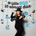 OGMOGKW Halloween Baby Shower Banner Blue A Little Boo Is Almost Due by Deal US
