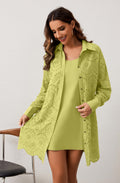 AIHUKOCY Women Hollow Out Button Down V Neck Long Sleeve Mini Dress Yellow M by Deal US