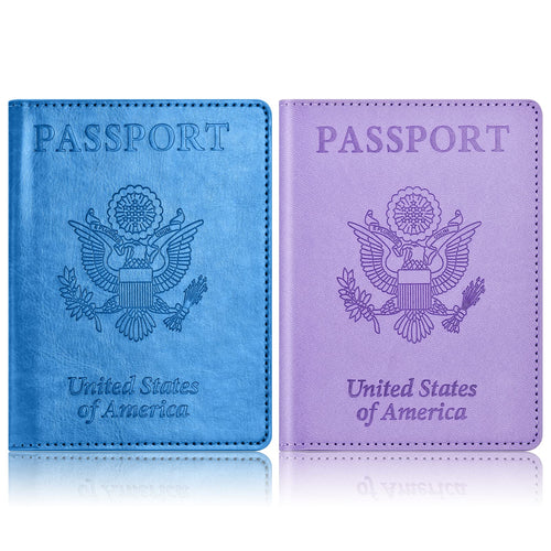 Eoehro Passport Holder for Travel Essentials-2Pack, Passport Wallet Cover Case for Travel Must Haves Accessories,Passport Book Holders for Women and Men