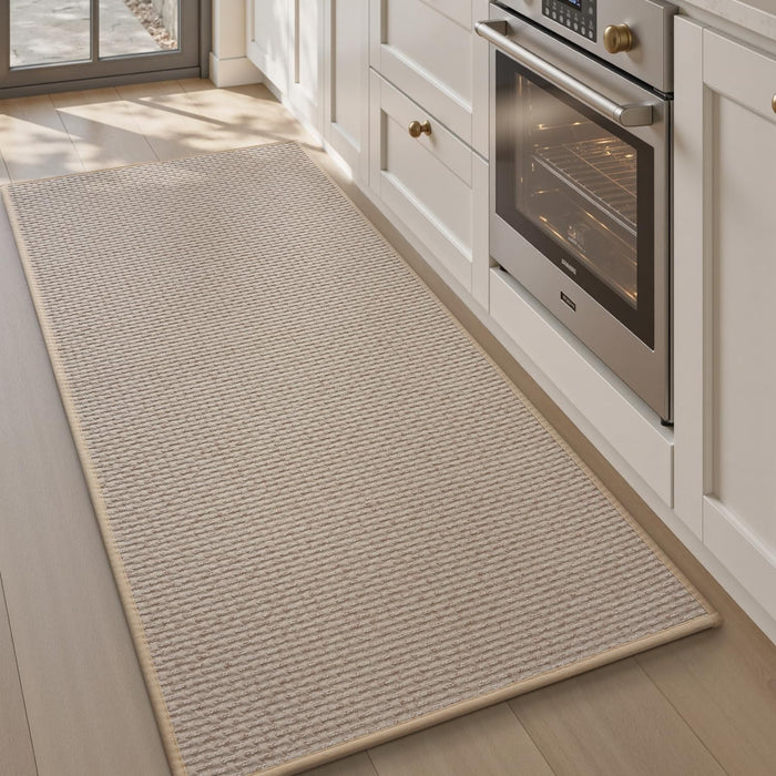 AMOAMI Kitchen Mat Rug Non Slip Machine Washable 20x47 Light Tan by Deal US