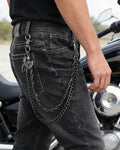 SISICHIC Pants Jean Chain Belt: Heavy Wallet Pocket Chain, Cool Streetwear Goth Punk Grunge Skeleton emo Rockstar Pirate Accessories - Black Skull Anchor