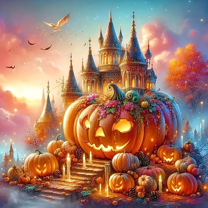 LKHMVCA Fall Pumpkin Castle Candle Diamond Painting Kit 13.8x13.8 Inch by Deal US