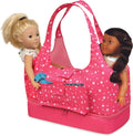 Badger Basket On-The-Go Travel Tote and Storage Bag for 18 inch Dolls - Pink Sta by Vanessa Jane