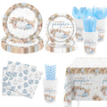 MEHOFOND Blue Pumpkin Baby Shower Party Supplies 193 Pcs Tableware Set by Deal US