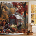 MEHOFOND Thanksgiving Waterproof Fabric Shower Curtain Red Barn 72x72 Inch by Deal US
