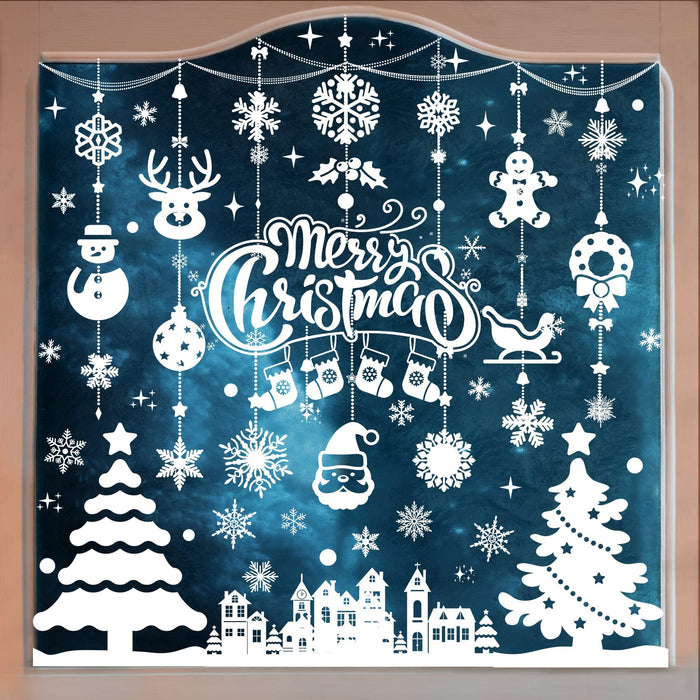 MISS FANTASY Christmas Window Clings 10 Sheets White Snow Scene Decorations by Deal US