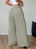 GUOLEZEEV Women Lounge Pants Elastic Waist Striped Y2K Sleepwear Black Apricot L by Deal US
