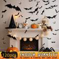 PFAMKEER Halloween Bat Stickers 120pcs 3D Black PVC Various Sizes by Deal US
