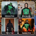XXLOG Glow in the Dark Skeleton Costume Hooded Jumpsuit Halloween Cosplay Adult by Deal US