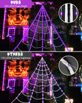 ECOHDT Brighter Spider Webs Halloween Lights 250 Purple LED 16.4Ft 8 Modes by Deal US