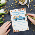 YGRBXJZD Fall Pumpkin Birthday Invitations Blue Truck 4x6 20 Sets Colorful by Deal US