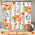 LSYDCARM Thanksgiving Fall Shower Curtain Pumpkin Maple Leaf 12 Hooks Polyester by Deal US