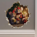 My Wonderful Walls Christmas Family Mouse Hole Decal 3D Effect 5x5 Multi by Deal US