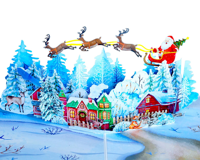 PQ Bees Winter Town Merry Christmas 3D Pop Up Cards w Envelope by Deal US