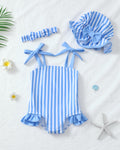 Renotemy Toddler Girl One-Piece Rash Guard Swimsuit Pink Striped Size 18-24M by Deal US