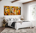 LAJDXSX 3 Pcs Abstract Portrait Canvas Wall Art Orange 12x16in Set by Deal US