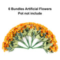 INSPRING Daisy Artificial Outdoor Silk Flowers 6 Bundles Orange UV Resistant by Deal US