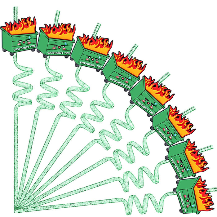 Potchen 12 Pcs Green Glitter Spiral Reusable Plastic Drinking Straws by Deal US